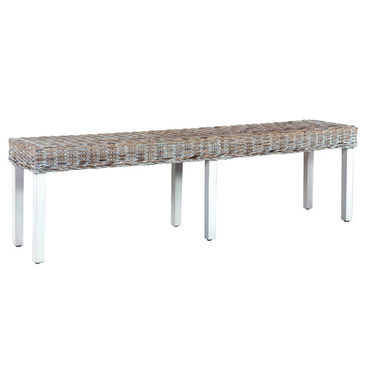 Bench White, Natural Natural kubu rattan, solid mango wood