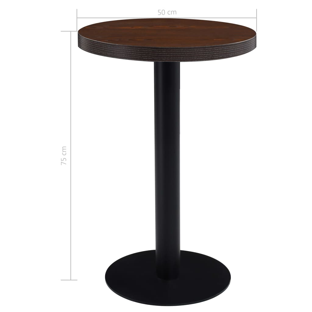 Bistro Table Dark Brown, Black MDF, Steel Compact Round Modern
