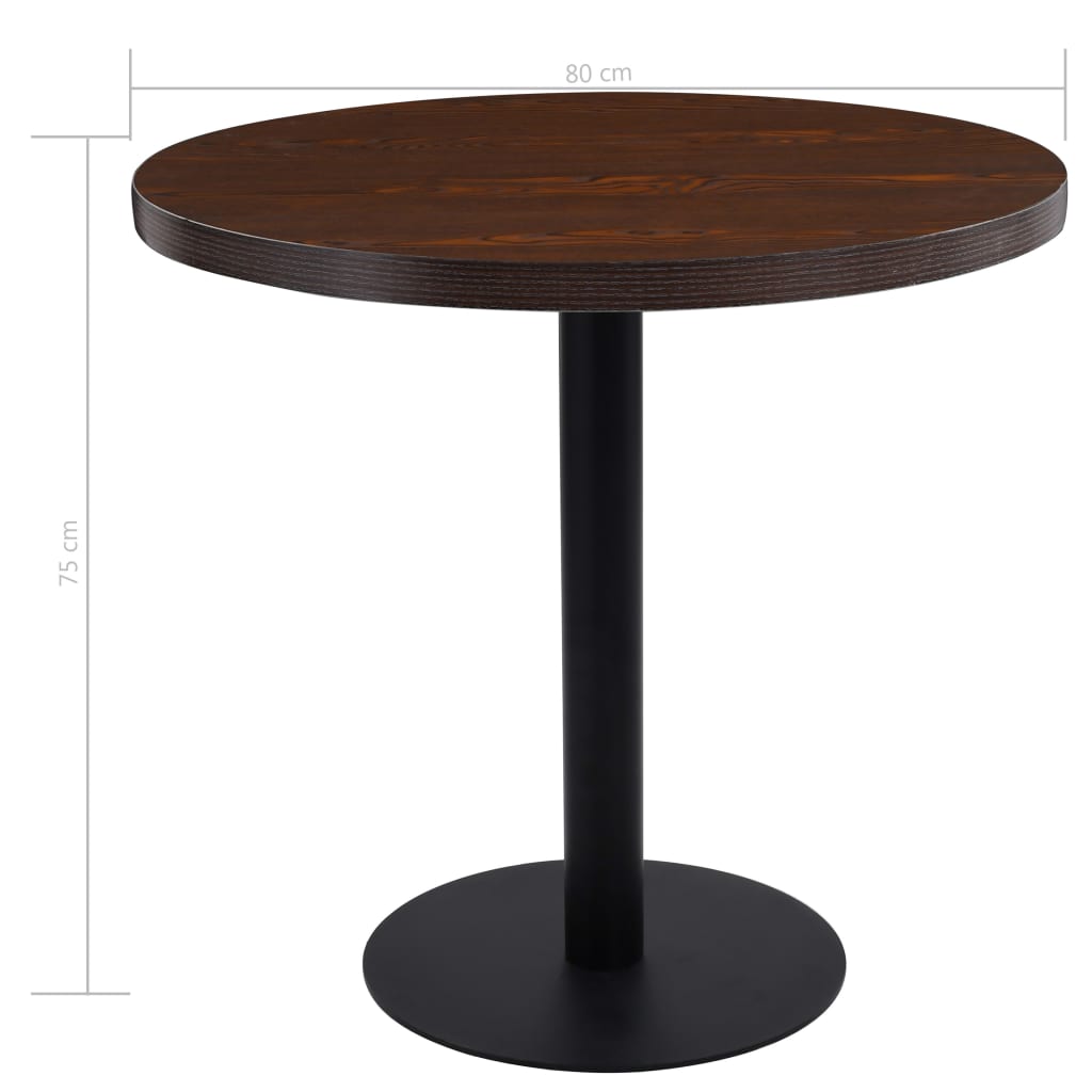 Bistro Table Dark Brown, Black MDF, Steel Medium Bistro Table