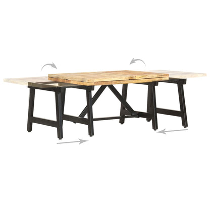 Coffee Table Brown, Black Solid mango wood, Iron Large Extendable
