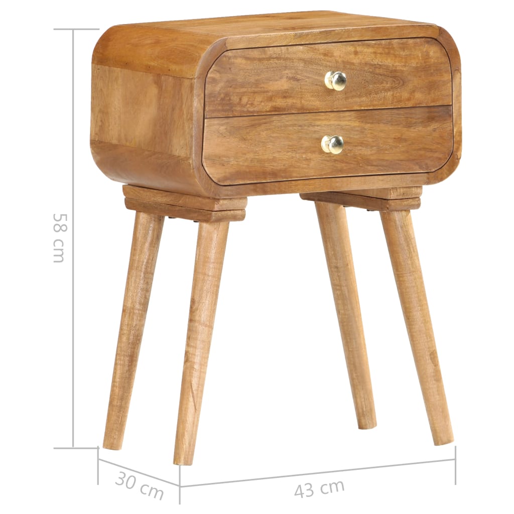 Bedside Cabinet Mango Wood Brown Solid Mango Wood