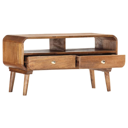 TV Cabinet Brown Solid Mango Wood 35.4 x 13.8 x 18.5 in Drawers