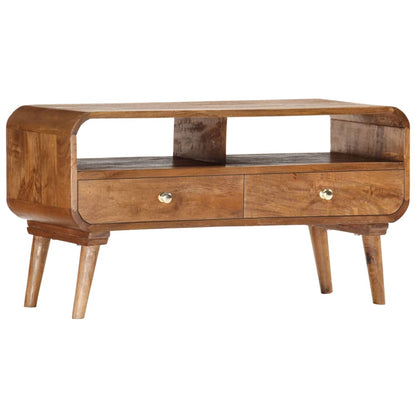 TV Cabinet Brown Solid Mango Wood 35.4 x 13.8 x 18.5 in Drawers