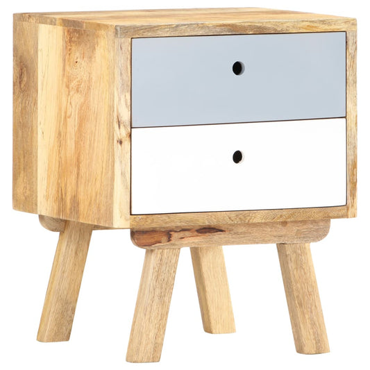 Bedside Cabinet Brown, Grey, White Solid Mango Wood