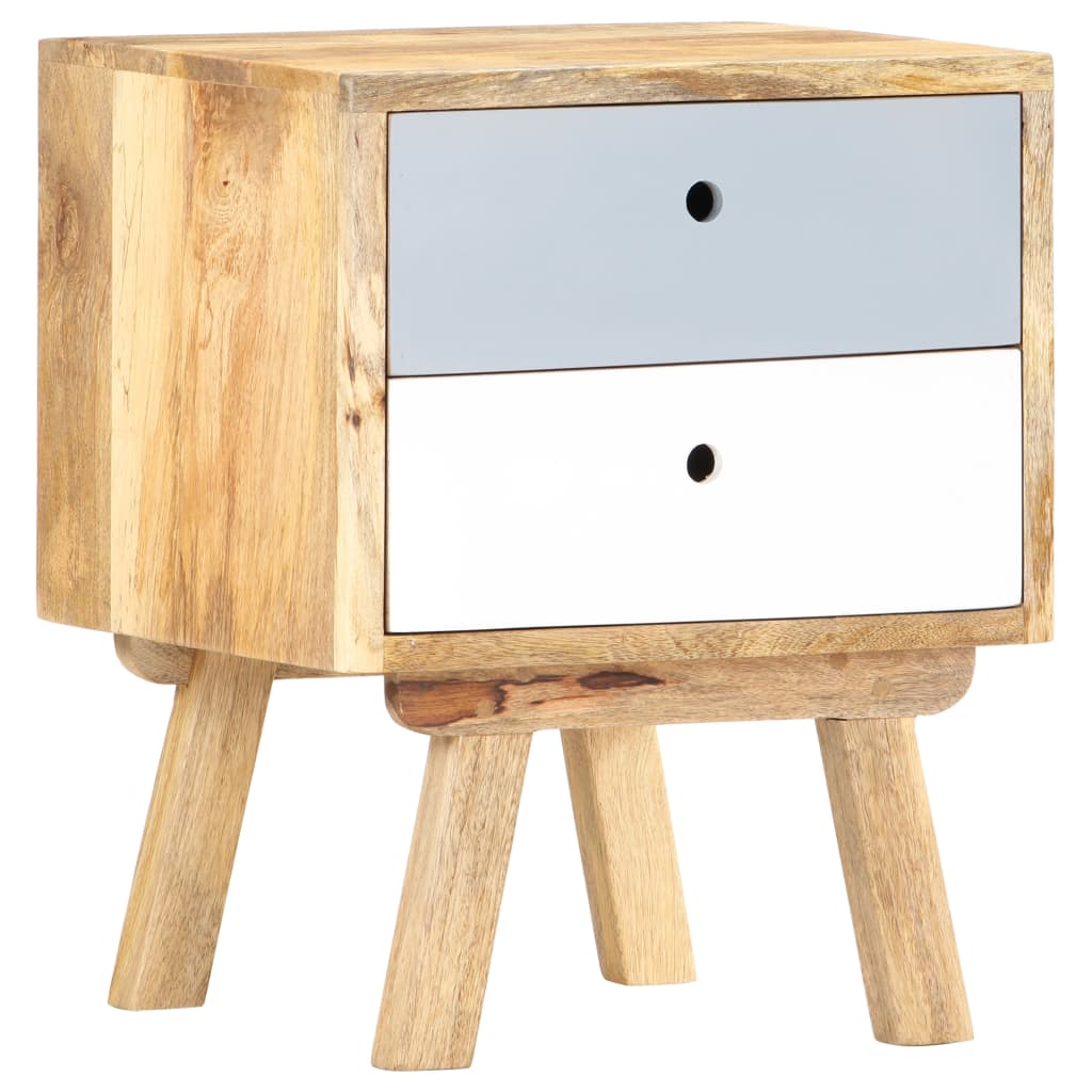 Bedside Cabinet Brown, Grey, White Solid Mango Wood