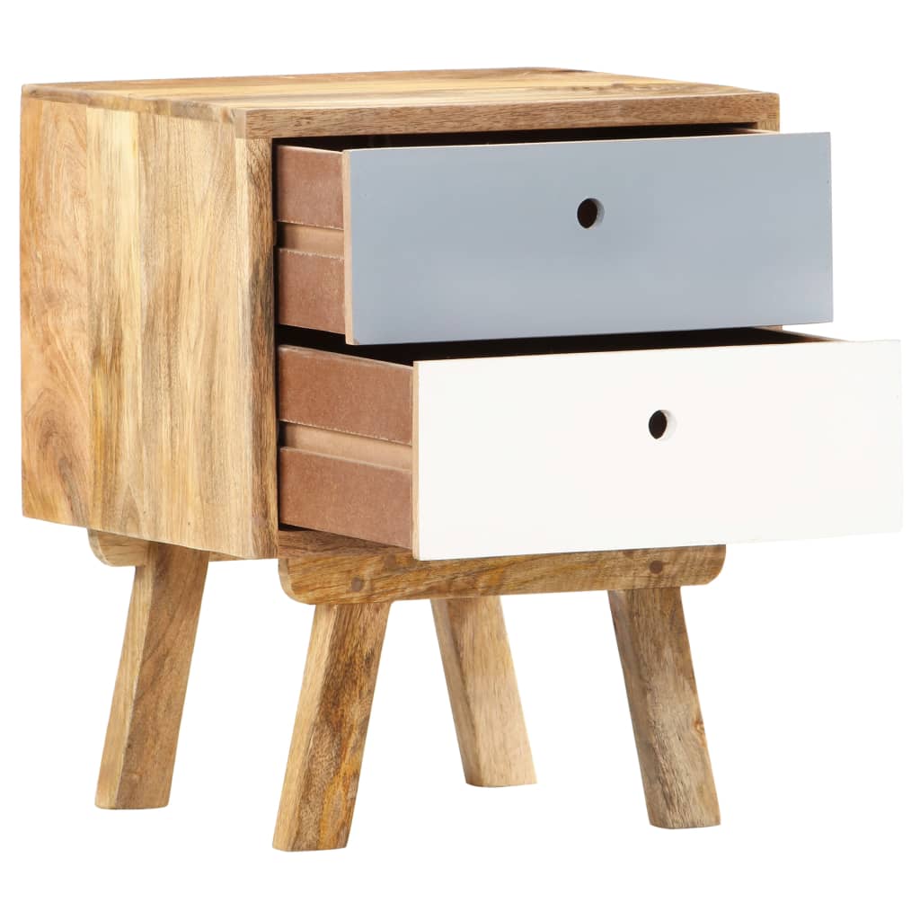 Bedside Cabinet Brown, Grey, White Solid Mango Wood