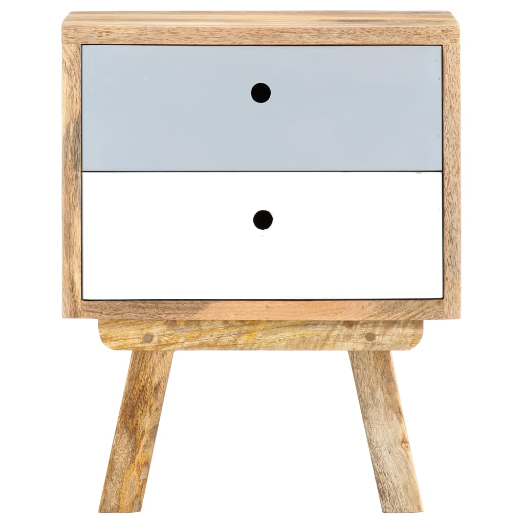 Bedside Cabinet Brown, Grey, White Solid Mango Wood