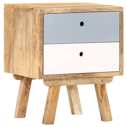 Bedside Cabinet Brown, Grey, White Solid Mango Wood