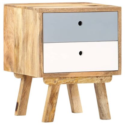Bedside Cabinet Brown, Grey, White Solid Mango Wood
