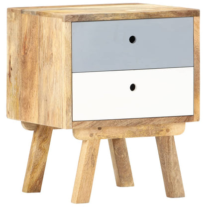 Bedside Cabinet Brown, Grey, White Solid Mango Wood