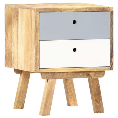 Bedside Cabinet Brown, Grey, White Solid Mango Wood
