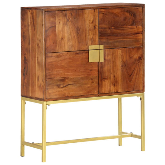 Highboard Brown and Golden Solid Acacia Wood 31.5 x 11.8 x 39.4 in