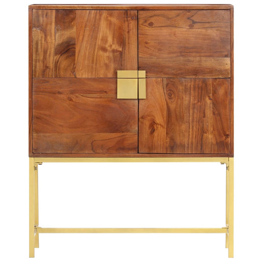 Highboard Brown and Golden Solid Acacia Wood 31.5 x 11.8 x 39.4 in