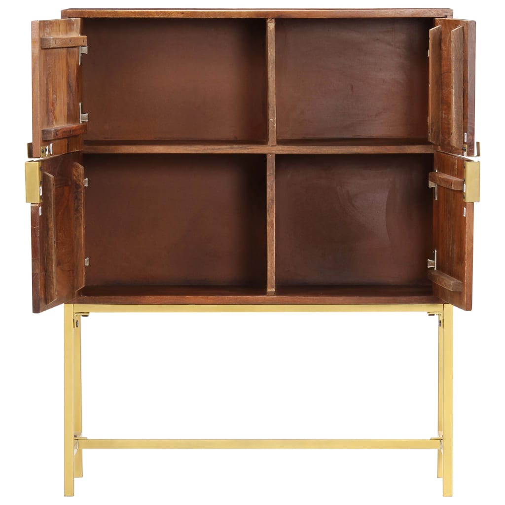 Highboard Brown and Golden Solid Acacia Wood 31.5 x 11.8 x 39.4 in
