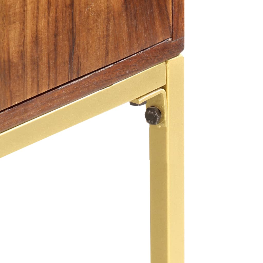 Highboard Brown and Golden Solid Acacia Wood 31.5 x 11.8 x 39.4 in