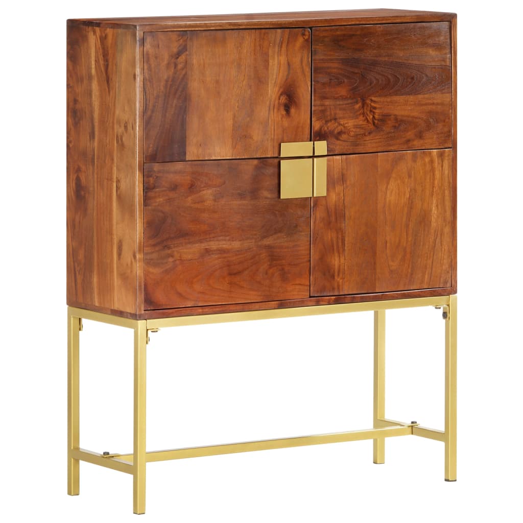 Highboard Brown and Golden Solid Acacia Wood 31.5 x 11.8 x 39.4 in