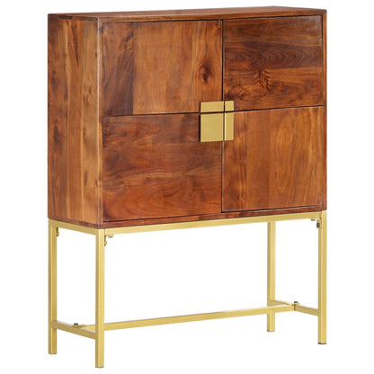 Highboard Brown and Golden Solid Acacia Wood 31.5 x 11.8 x 39.4 in