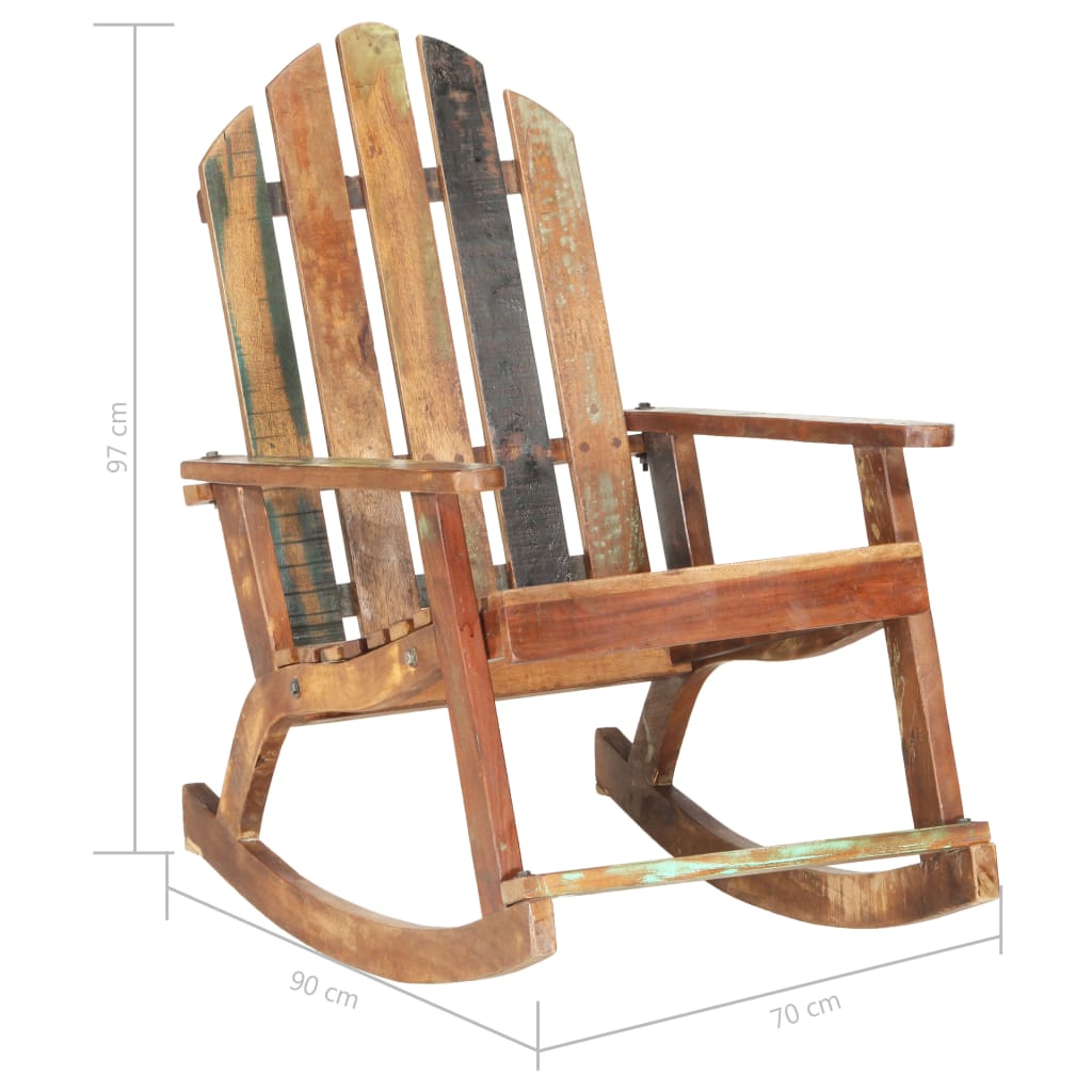Garden Rocking Chair Multicolour Solid reclaimed wood Standard