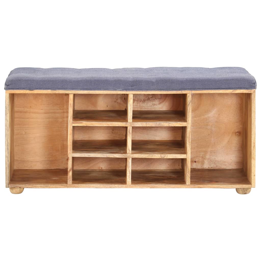 Hall Bench Natural wood, Grey Solid mango wood, 100% polyester fabric