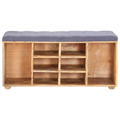 Hall Bench Natural wood, Grey Solid mango wood, 100% polyester fabric