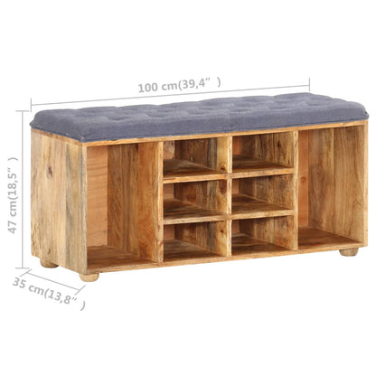 Hall Bench Natural wood, Grey Solid mango wood, 100% polyester fabric