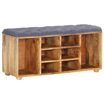 Hall Bench Natural wood, Grey Solid mango wood, 100% polyester fabric