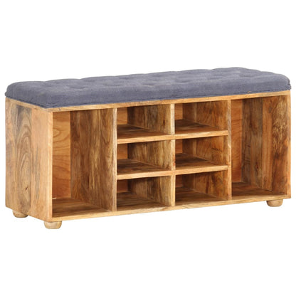 Hall Bench Natural wood, Grey Solid mango wood, 100% polyester fabric