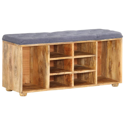 Hall Bench Natural wood, Grey Solid mango wood, 100% polyester fabric