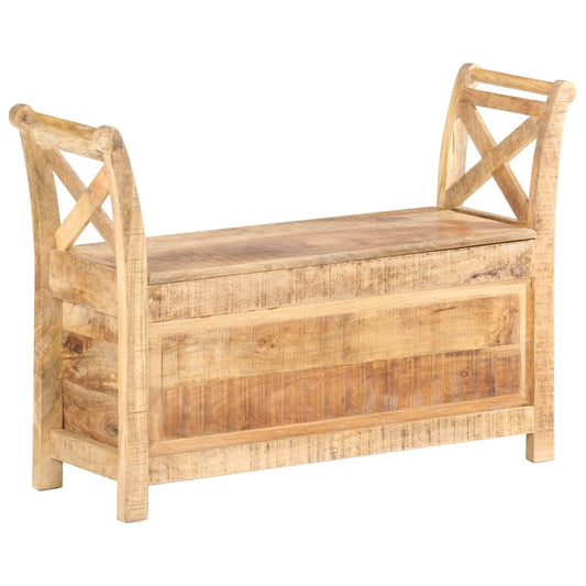 Hall Bench Brown Solid Mango Wood 40.6x13.0x28.3 Entryway Bench