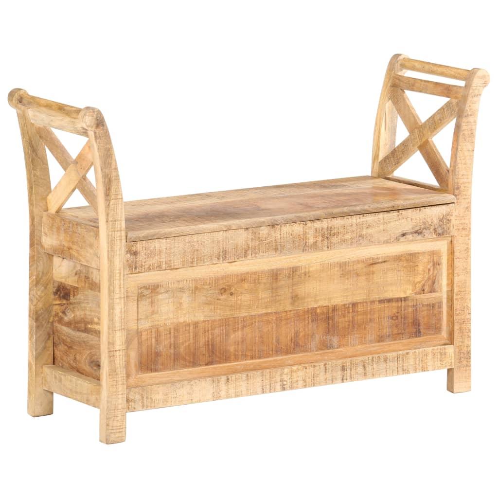 Hall Bench Brown Solid Mango Wood 40.6x13.0x28.3 Entryway Bench