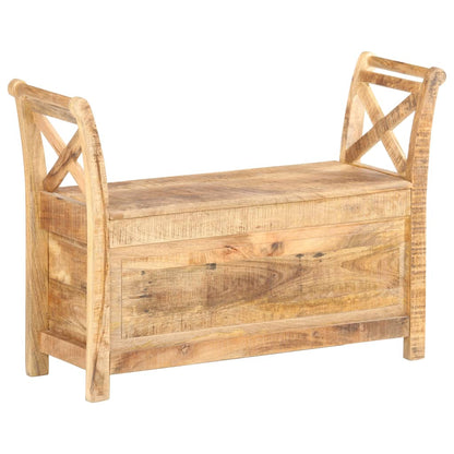 Hall Bench Brown Solid Mango Wood 40.6x13.0x28.3 Entryway Bench