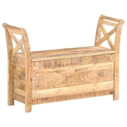 Hall Bench Brown Solid Mango Wood 40.6x13.0x28.3 Entryway Bench