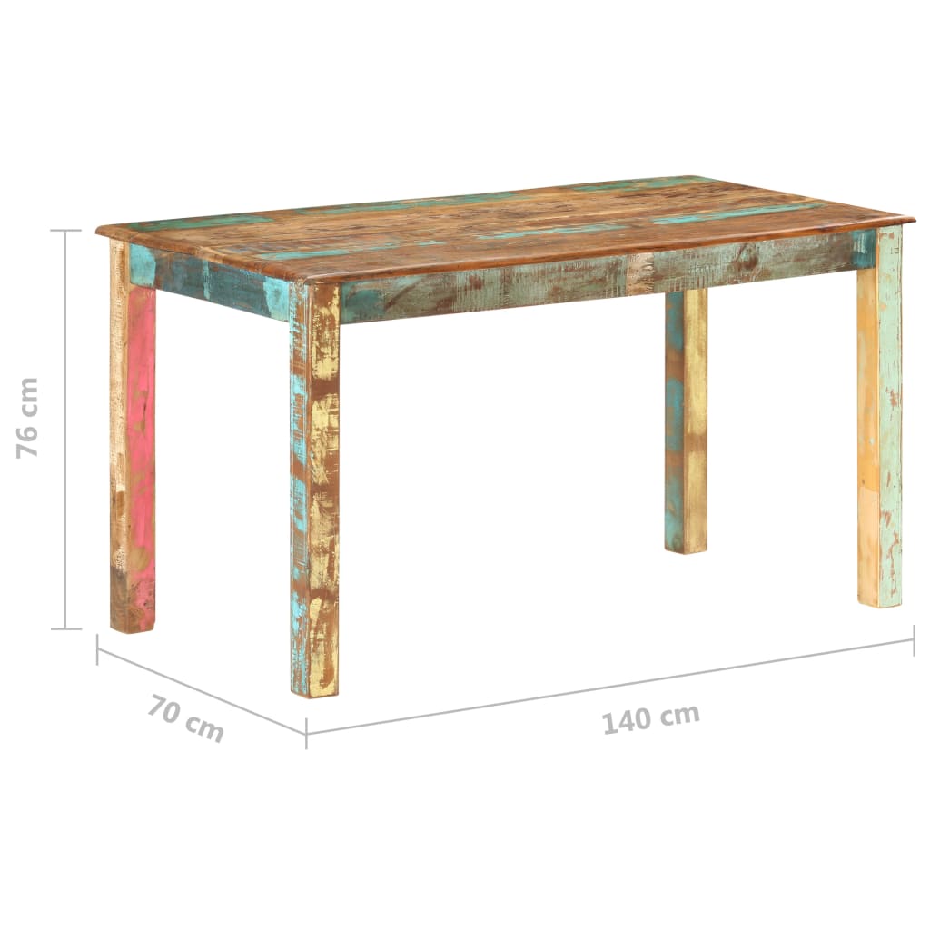Dining Table Varied, Multicoloured Solid reclaimed wood