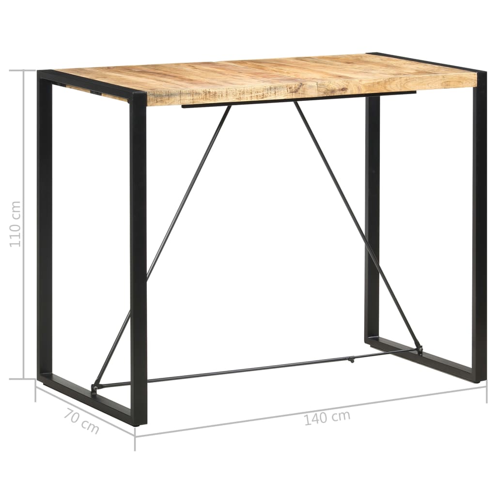 Bar Table Mango Wood Solid Mango Wood, Steel Large Industrial