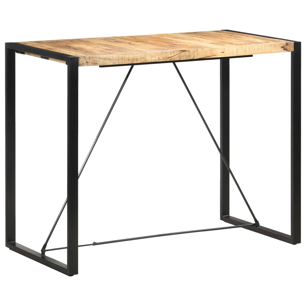 Bar Table Mango Wood Solid Mango Wood, Steel Large Industrial