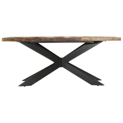 Dining Table Varied wood colors and black legs Reclaimed wood