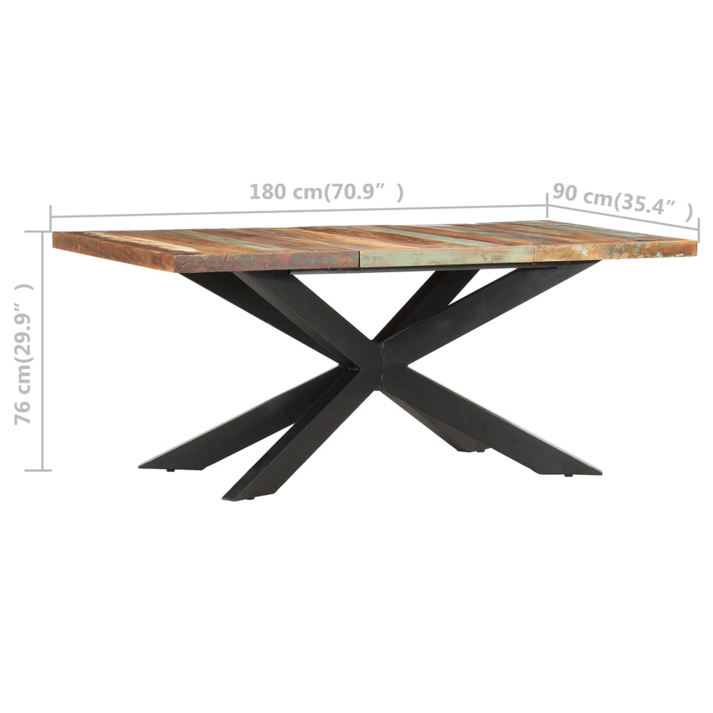 Dining Table Varied wood colors and black legs Reclaimed wood