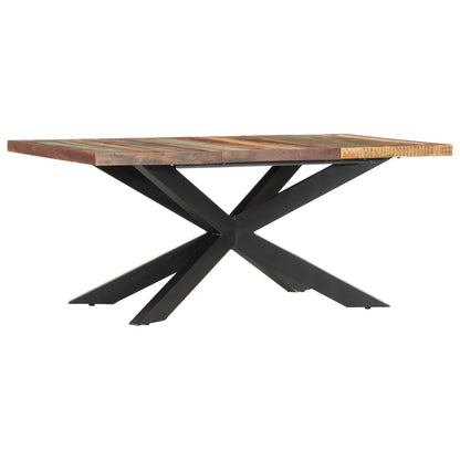 Dining Table Varied wood colors and black legs Reclaimed wood