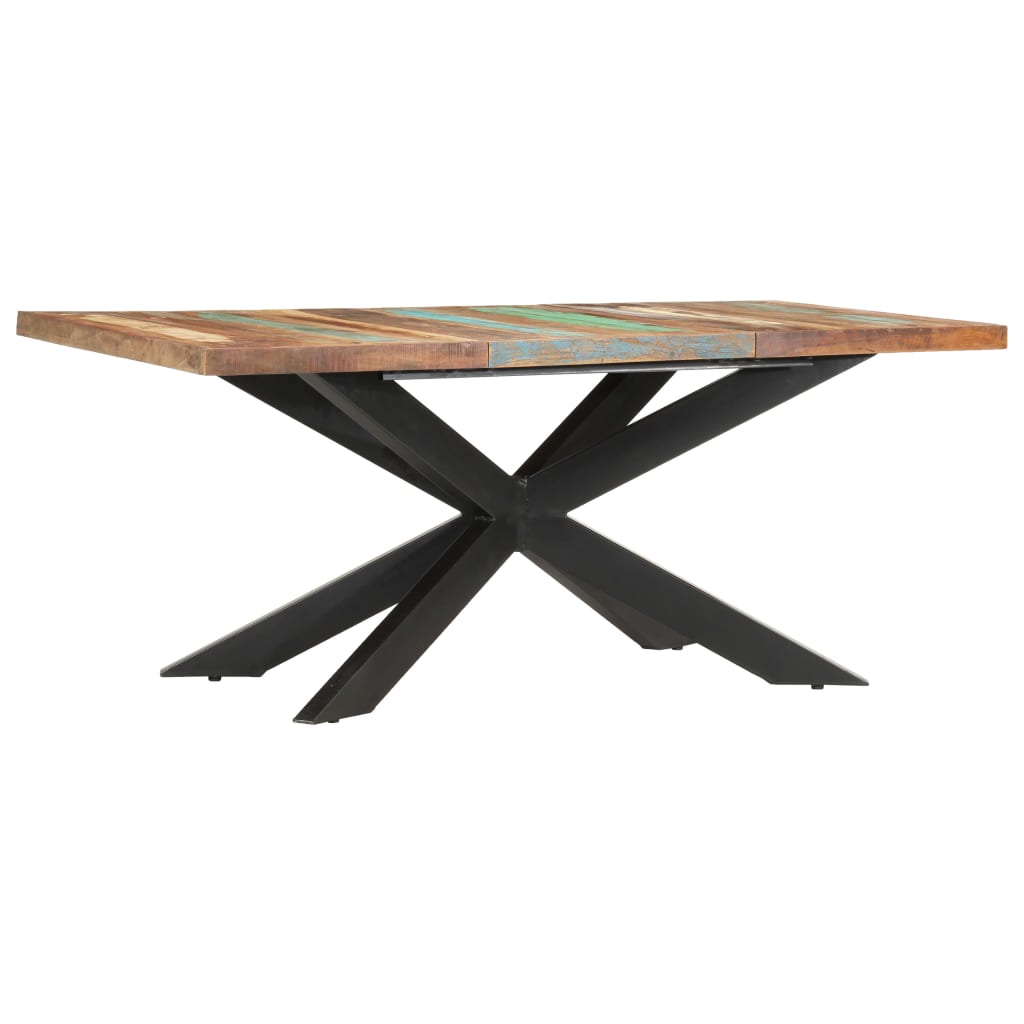 Dining Table Varied wood colors and black legs Reclaimed wood