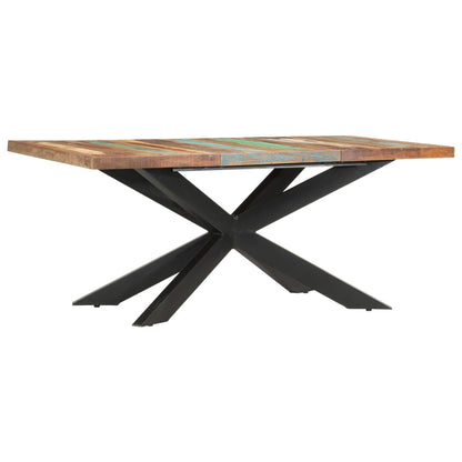 Dining Table Varied wood colors and black legs Reclaimed wood