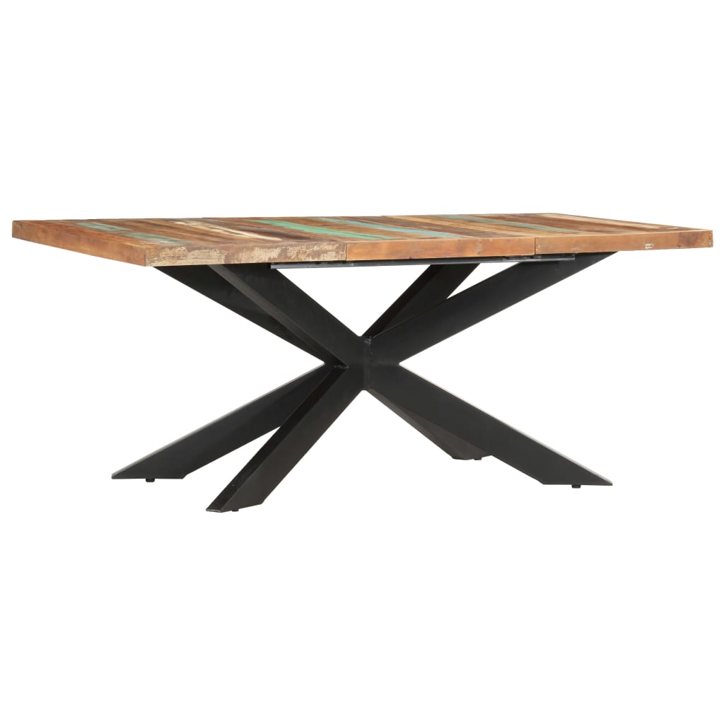 Dining Table Varied wood colors and black legs Reclaimed wood