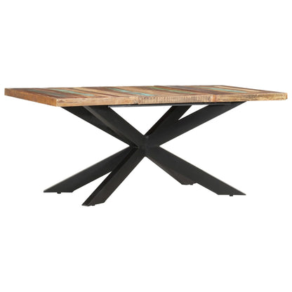 Dining Table Varied wood colors and black legs Reclaimed wood