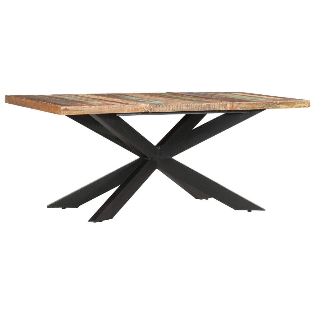 Dining Table Varied wood colors and black legs Reclaimed wood