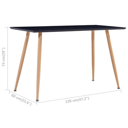 Dining Table Black and Oak MDF and Steel