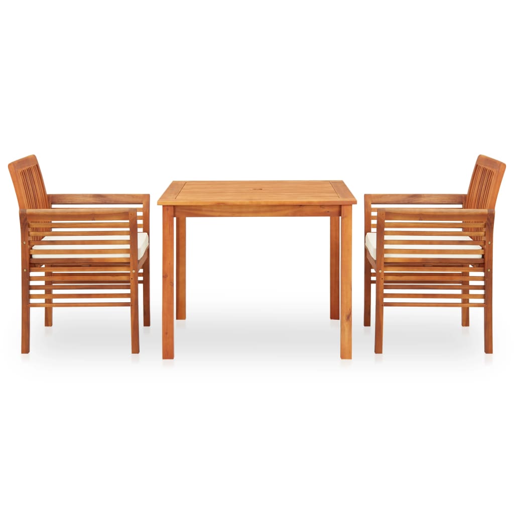 Outdoor Dining Set Brown frame Solid Acacia wood 3 Piece