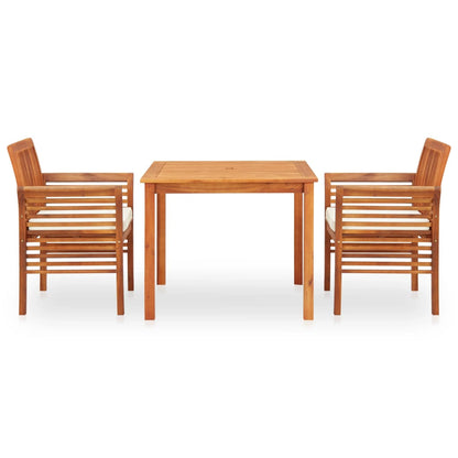 Outdoor Dining Set Brown frame Solid Acacia wood 3 Piece