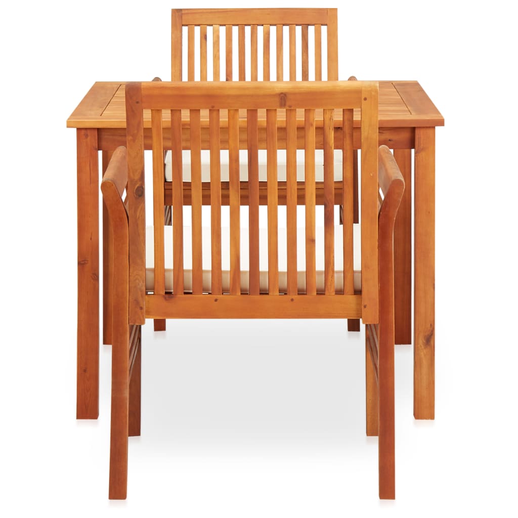 Outdoor Dining Set Brown frame Solid Acacia wood 3 Piece
