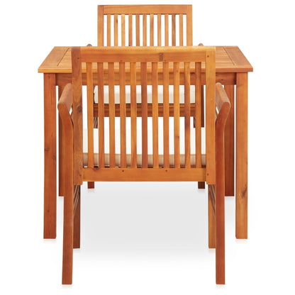 Outdoor Dining Set Brown frame Solid Acacia wood 3 Piece