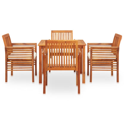 Outdoor Dining Set Brown frame Solid Acacia Wood 5 Piece Set