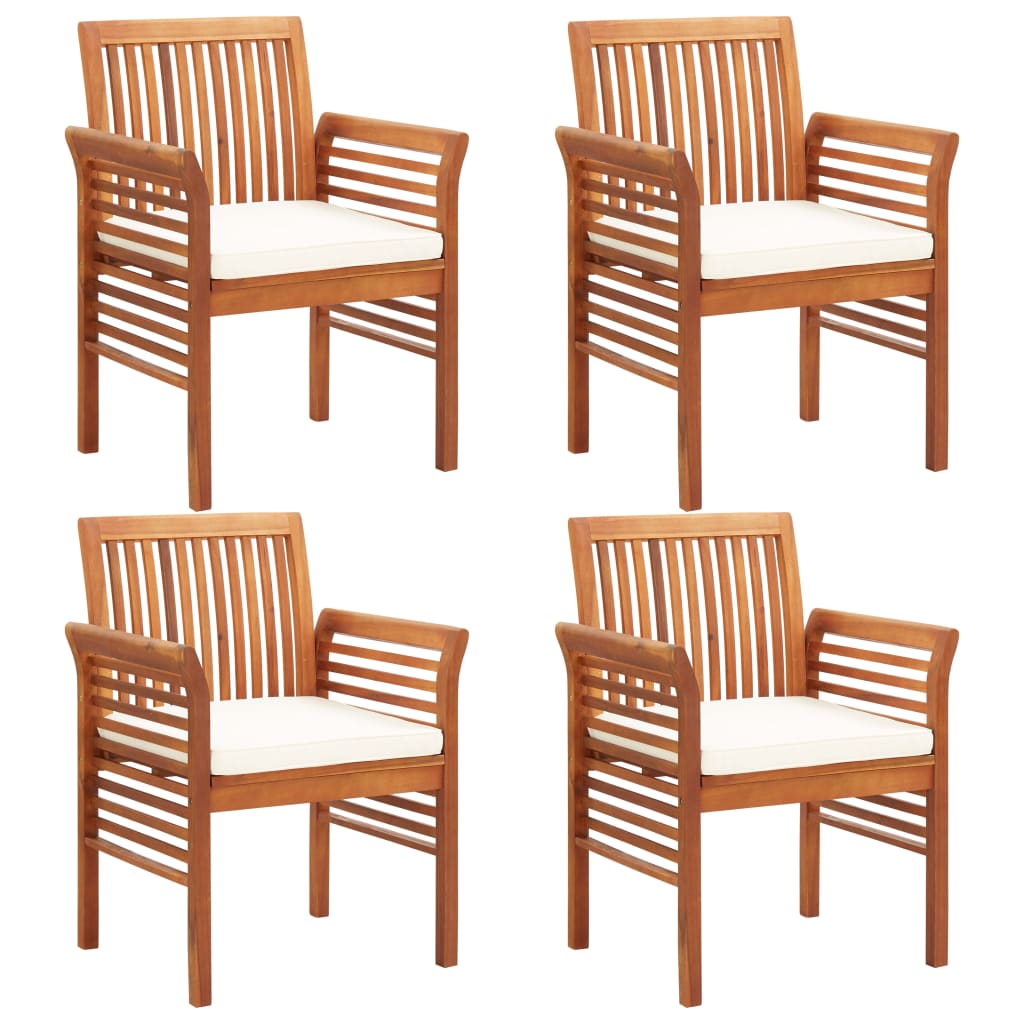 Outdoor Dining Set Brown frame Solid Acacia Wood 5 Piece Set